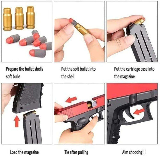 Kids Red & Black Plastic Toy Gun for Boys (Ages 3–5) – Lightweight Action Play Toy