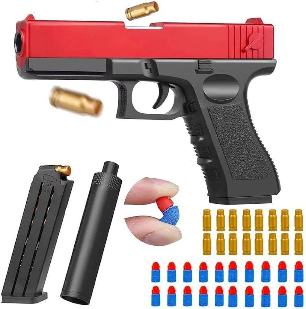 Kids Red & Black Plastic Toy Gun for Boys (Ages 3–5) – Lightweight Action Play Toy