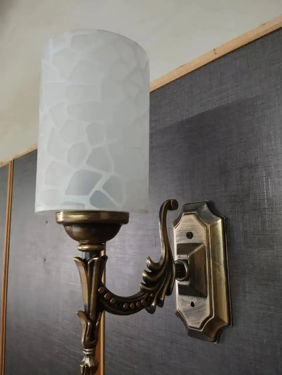 Modern Grey & Golden Wall Lamp – Energy Saving ABS Plastic LED Wall Light with Frosted Shade (SKU: MZ645191 / 645191)