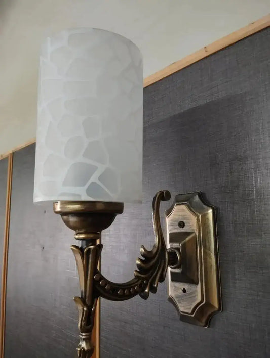 Modern Grey & Golden Wall Lamp – Energy Saving ABS Plastic LED Wall Light with Frosted Shade (SKU: MZ645191 / 645191)