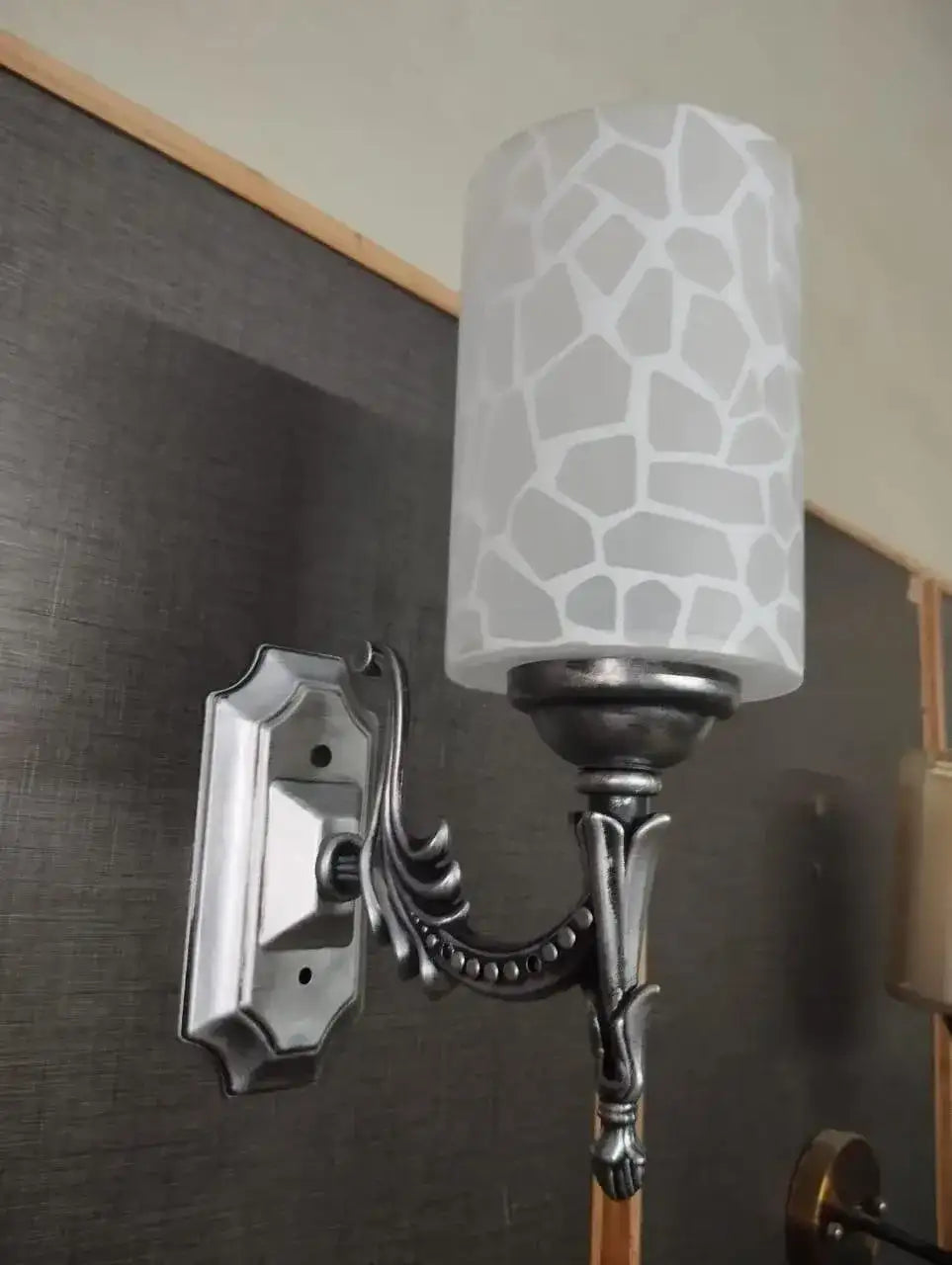 Modern Grey & Golden Wall Lamp – Energy Saving ABS Plastic LED Wall Light with Frosted Shade (SKU: MZ645191 / 645191)