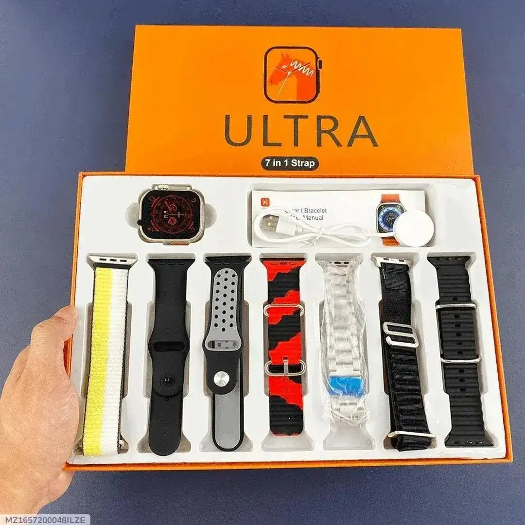 Smart Watch 7-in-1 Combo - HD Touch Screen Smartwatch with 5 Interchangeable Straps (Mustard Set)