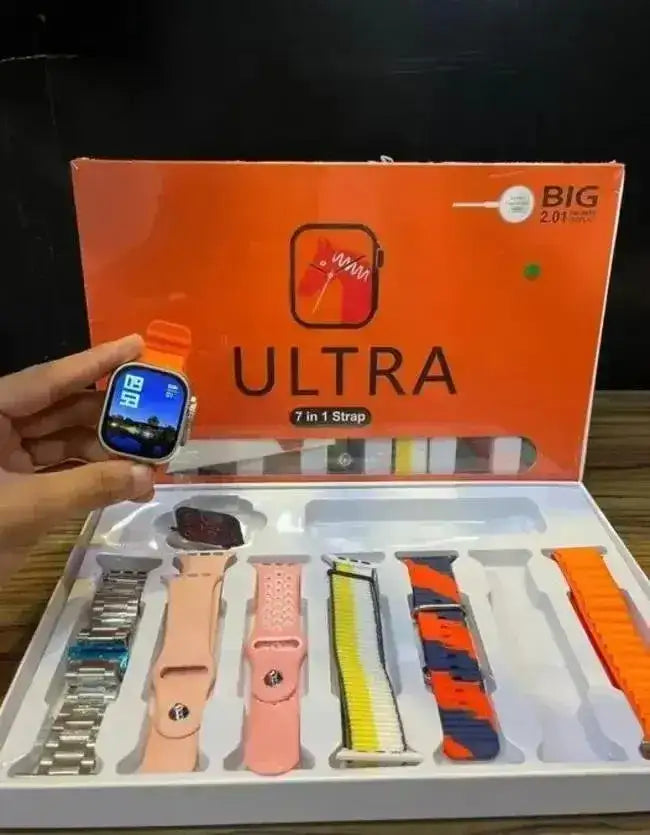 Smart Watch 7-in-1 Combo - HD Touch Screen Smartwatch with 5 Interchangeable Straps (Mustard Set)