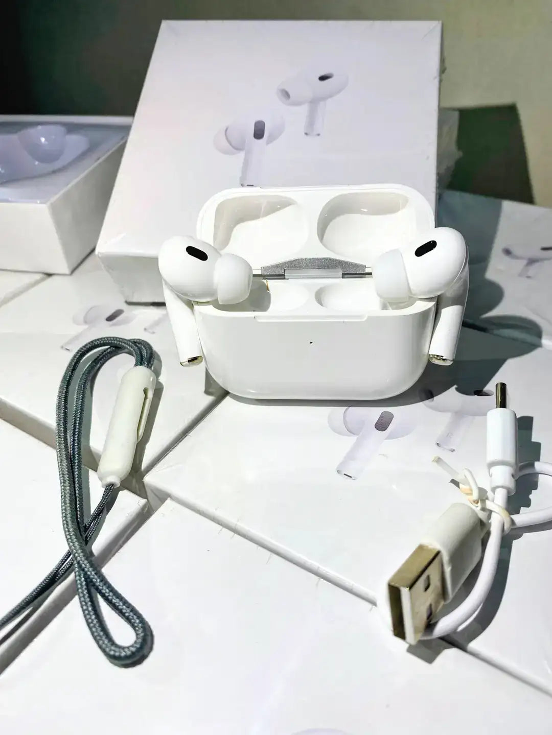 AirPods Pro 2 Deep Bass Wireless Earbuds - Bluetooth 5.3 ANC Noise Cancelling Headphones (White)